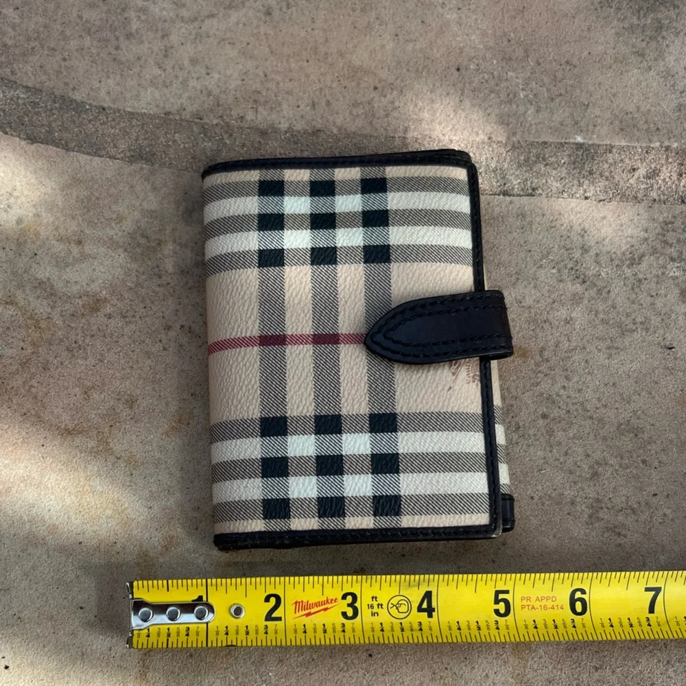 Burberry Beige/Brown Haymarket Check Coated Canvas And Leather Trifold Wallet
